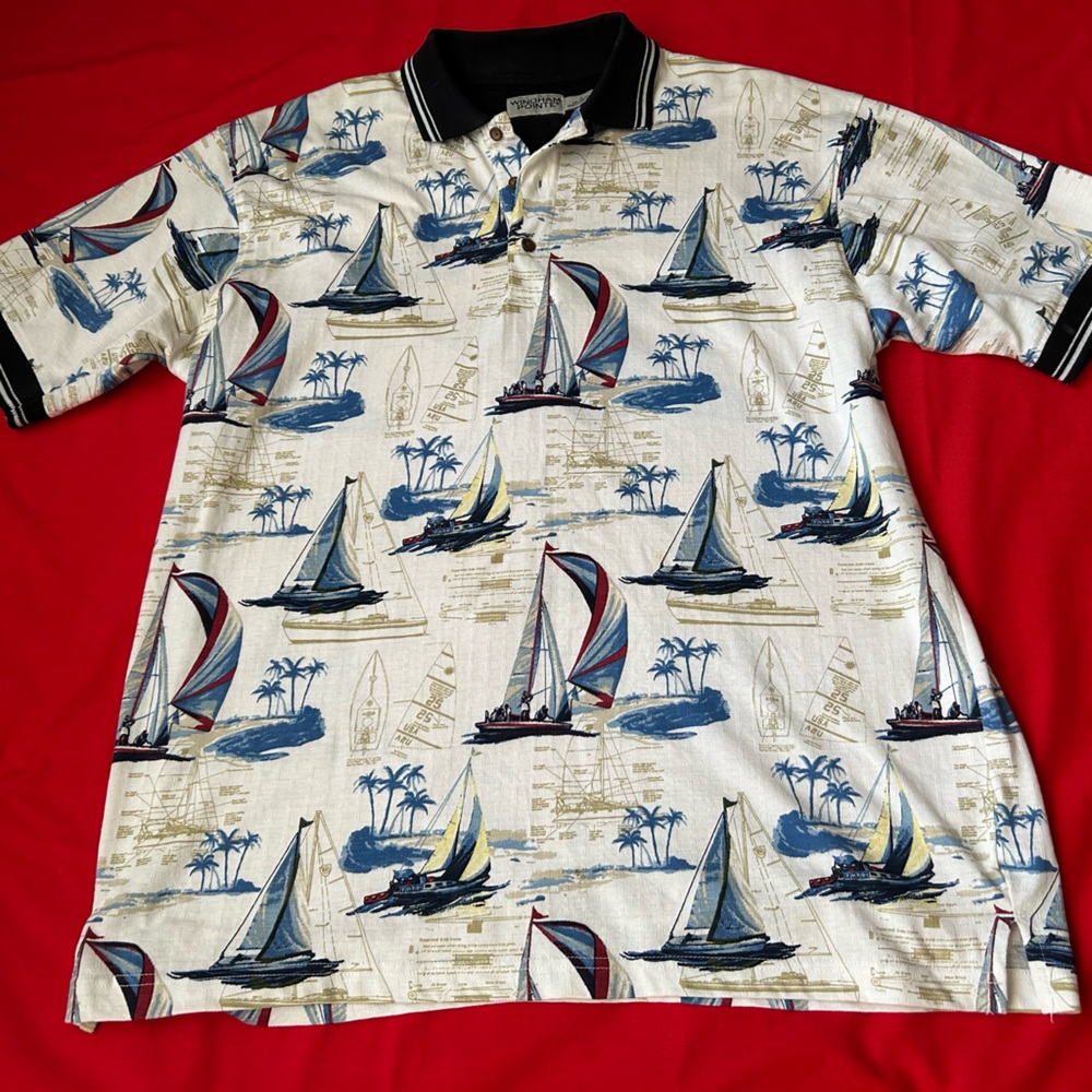 Nautical Sailboat Polo Shirt - Multicolor